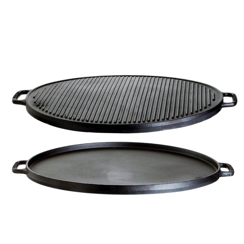 ALLGRILL Grilovací plát kruhový 55 cm, litinový s madly, oboustranný Gusseisen Kuss 5503