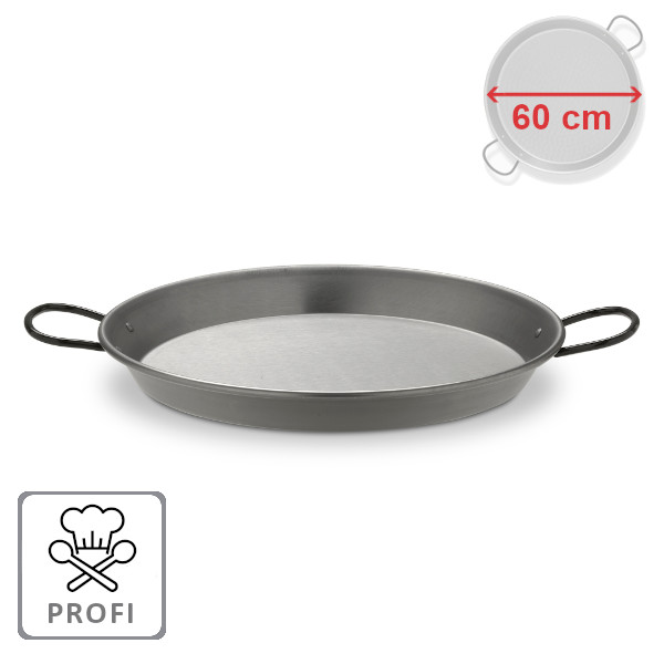 Profi paella pánev 50 cm, zesílené dno Vaello Campos P4650 ocelová, leštěná