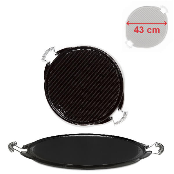 Litinová grilovací deska 53 cm, SMALT kruhová s madly Vaello Campos P3852