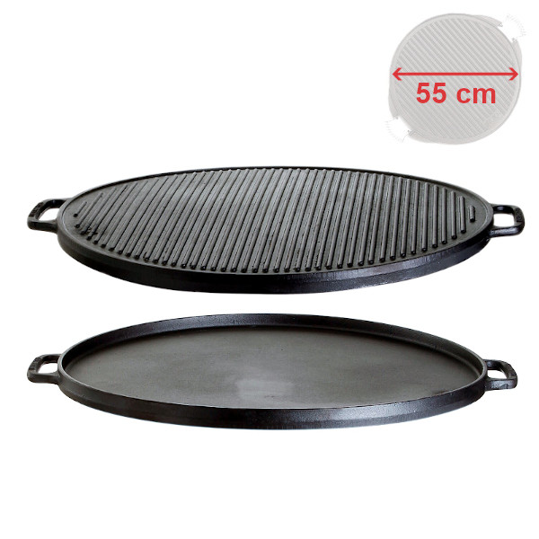 Grilovací plát kruhový 55 cm, litinový s madly, oboustranný Gusseisen Kuss 5503