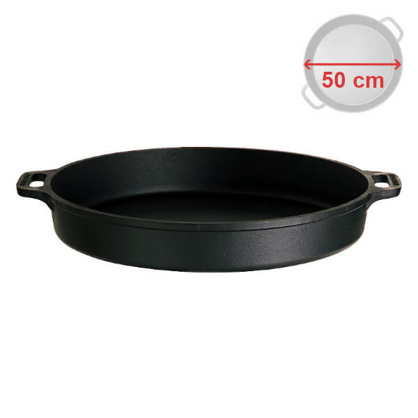 Litinová pánev 50 cm / 8 cm, Gastro PROFI, 2 uši Gusseisen Kuss 4502