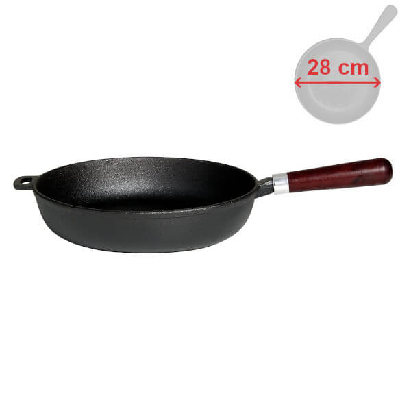 Litinová pánev 28 cm, s dřevěnou rukojetí Gusseisen Kuss 9759