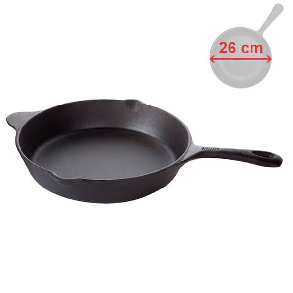 Litinová pánev 26 (24) cm, s litinovou rukojetí Gusseisen Kuss 9760