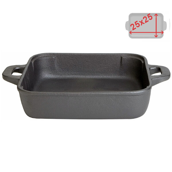 Litinová pánev 25 x 25 x 6 cm, čtvercová s madly Gusseisen Kuss 4538