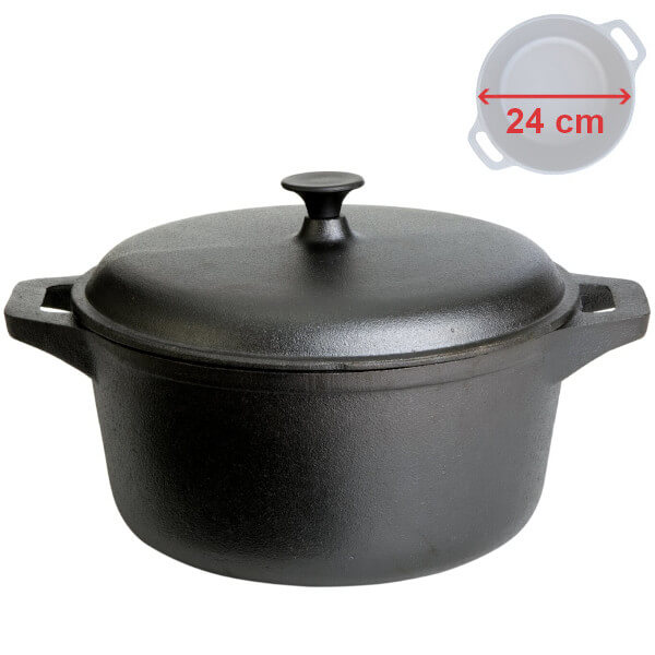 Litinový kastrol 24 cm, 4 l, s poklicí Gusseisen Kuss 4406