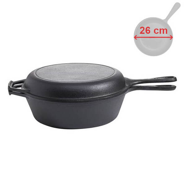 Litinový set 2v1 Combi 26 cm rendlík + pánev / poklička s madly Gusseisen Kuss 9763