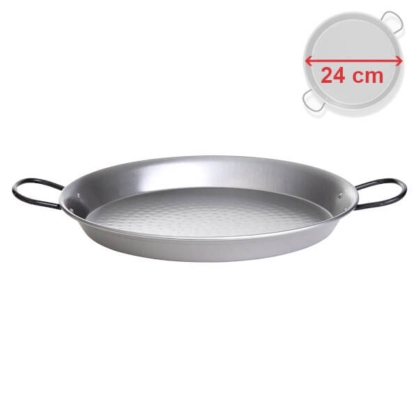 Ocelová leštěná paellera 24 cm na přípravu paelly PWI 010401