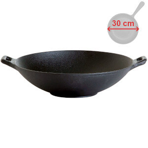 Litinová WOK pánev 30 cm AllGrill 4530, 2 madla
