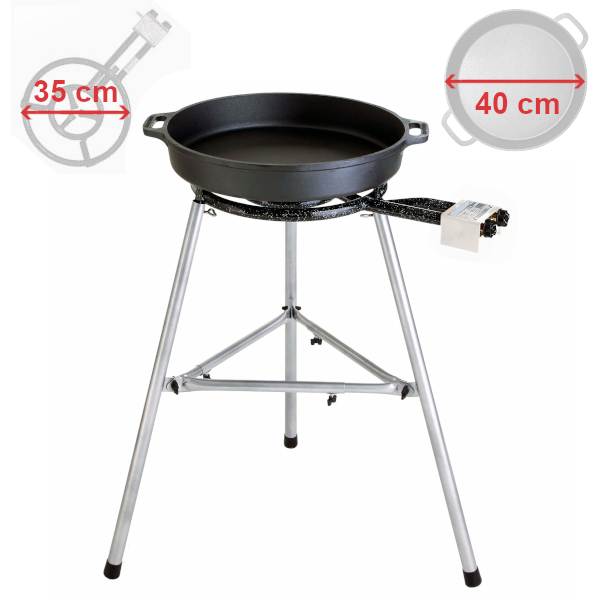 Grilovací set - hořák 35 cm s litinovou pánví 40 cm PWI 104501