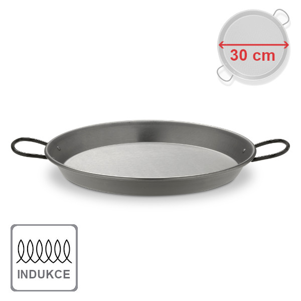 Indukční paella pánev 30 cm ocelová, leštěná, Vaello Campos P5330