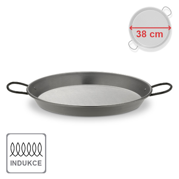 Indukční paella pánev 38 cm ocelová, leštěná, Vaello Campos P5338