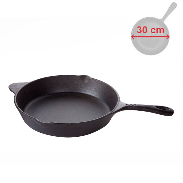 Litinová pánev 30 cm, s litinovou rukojetí Gusseisen Kuss 4540, hladká