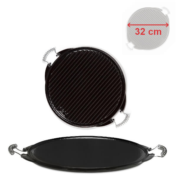Litinová grilovací deska 32 cm, SMALT kruhová s madly Vaello Campos P3832