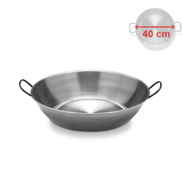 Hluboká pánev 40 cm, ocelová, leštěná Paella Vaello Campos P0440