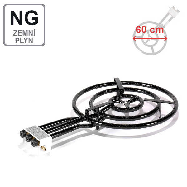 Hořák Paella NG 60 cm, 17,25 kW, 3-kruhový na zemní plyn Vaello Campos P1660G