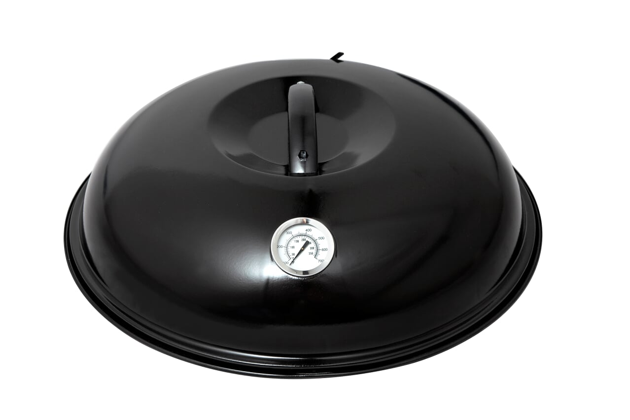 Grilovací set - hořák 30 cm s leštěnou 32cm a litinovou 35cm pánví a víkem PWI 106702