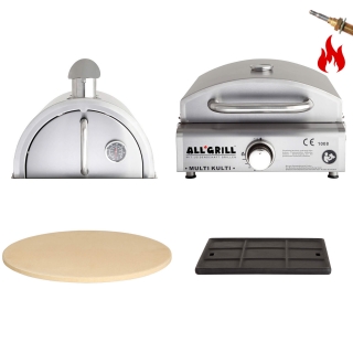 Multi-Kulti Set - gril 3,8 kW s termopojistkou, nástavba pizza pec, pizza kámen, litinová deska PWI 201-4
