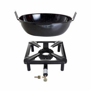 Set - Průmyslový vařič 30x30x14 cm se smaltovanou pánví 30 cm PWI 3030+070902