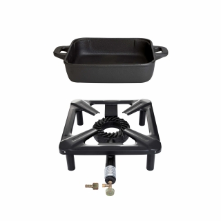 Set - Průmyslový vařič 30x30x14 cm s litinovou pánví 25x25 cm PWI 3030+4538