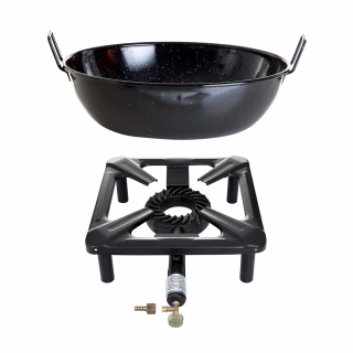 Set - Průmyslový vařič 40x40x15 cm se smaltovanou pánví 40 cm PWI 4040+071402