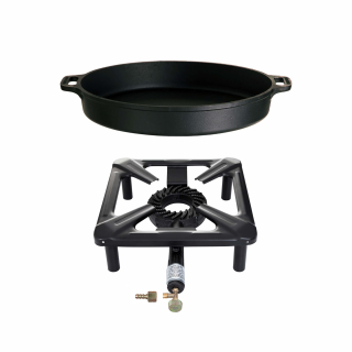 Set - Průmyslový vařič 40x40x15 cm s litinovou pánví 40 cm PWI 4040+4501