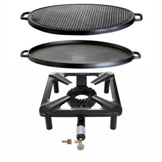 Set - Průmyslový vařič 40x40x15 cm s litinovým plátem 55 cm PWI 4040+5503