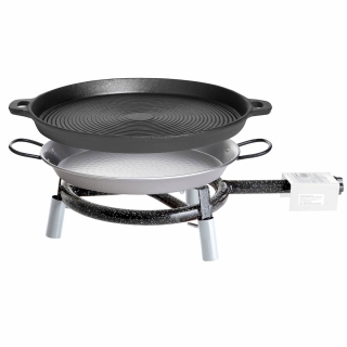 Grilovací set - hořák 30 cm s leštěnou 32cm a litinovou 35cm pánví PWI 106701