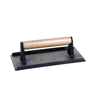 Litinový lis, Burger Press na maso 21x11x7cm s dřevěnou rukojetí PWI All Grill 4650