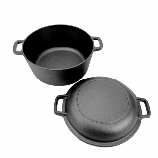 ALLGRILL Litinový hrnec a pánev 20 cm 2v1 se 2 uchy PWI 4620 kruhový